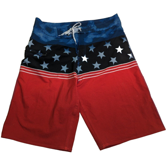 burnside Other - Burnside Mens Swim Trunks shorts American Flag Stars red white blue Size 30
